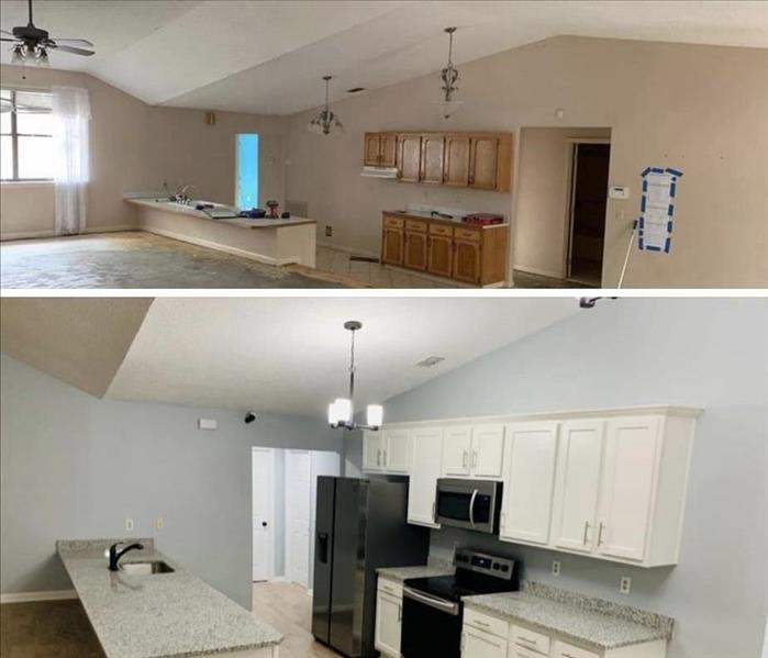 before and after photo of a kitchen remodel