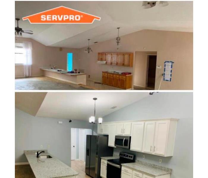before and after photo of a kitchen remodel
