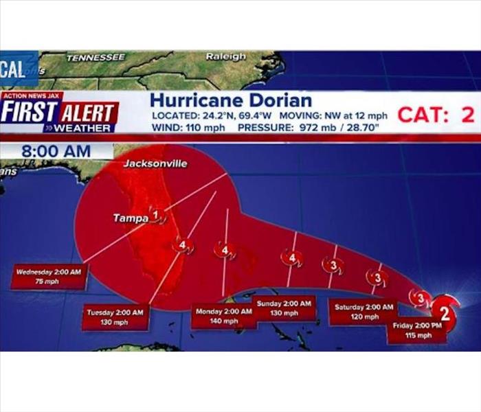 Graphic showing Hurricane Dorian path.